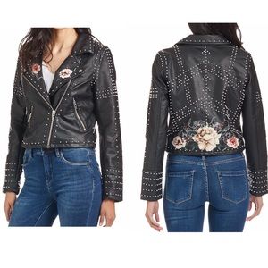 Blanknyc Black Floral Heartbreaker Moto Jacket size M
